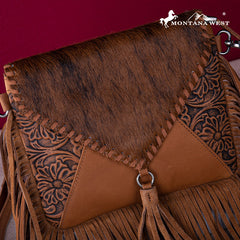 Montana West Genuine Leather Hair-On Cowhide Fringe Bohemian Crossbody