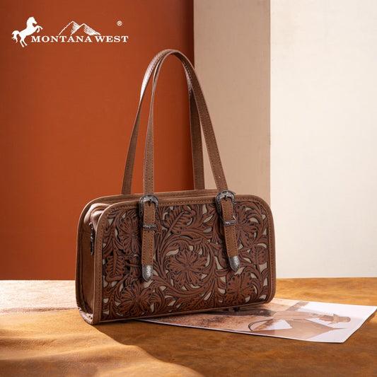 Montana West Western Tooled Small Satchel Bag