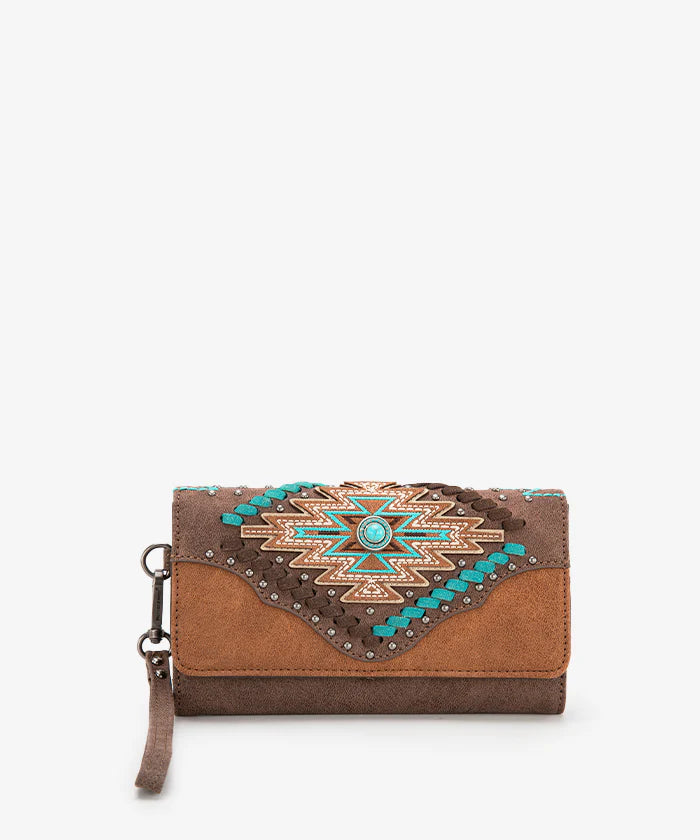 Montana West Aztec Whipstitch Wallet Coffee