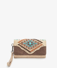 Montana West Aztec Whipstitch Wallet Tan