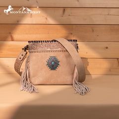 Montana West Tooled Aztec Concho Collection Crossbody