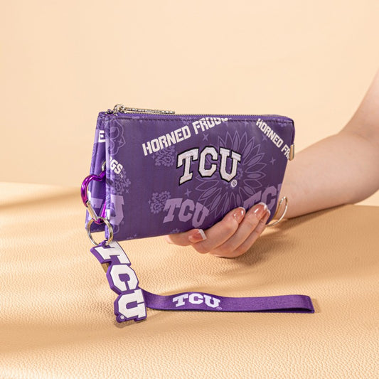 Texas Christian University Horned Frogs Wristlet