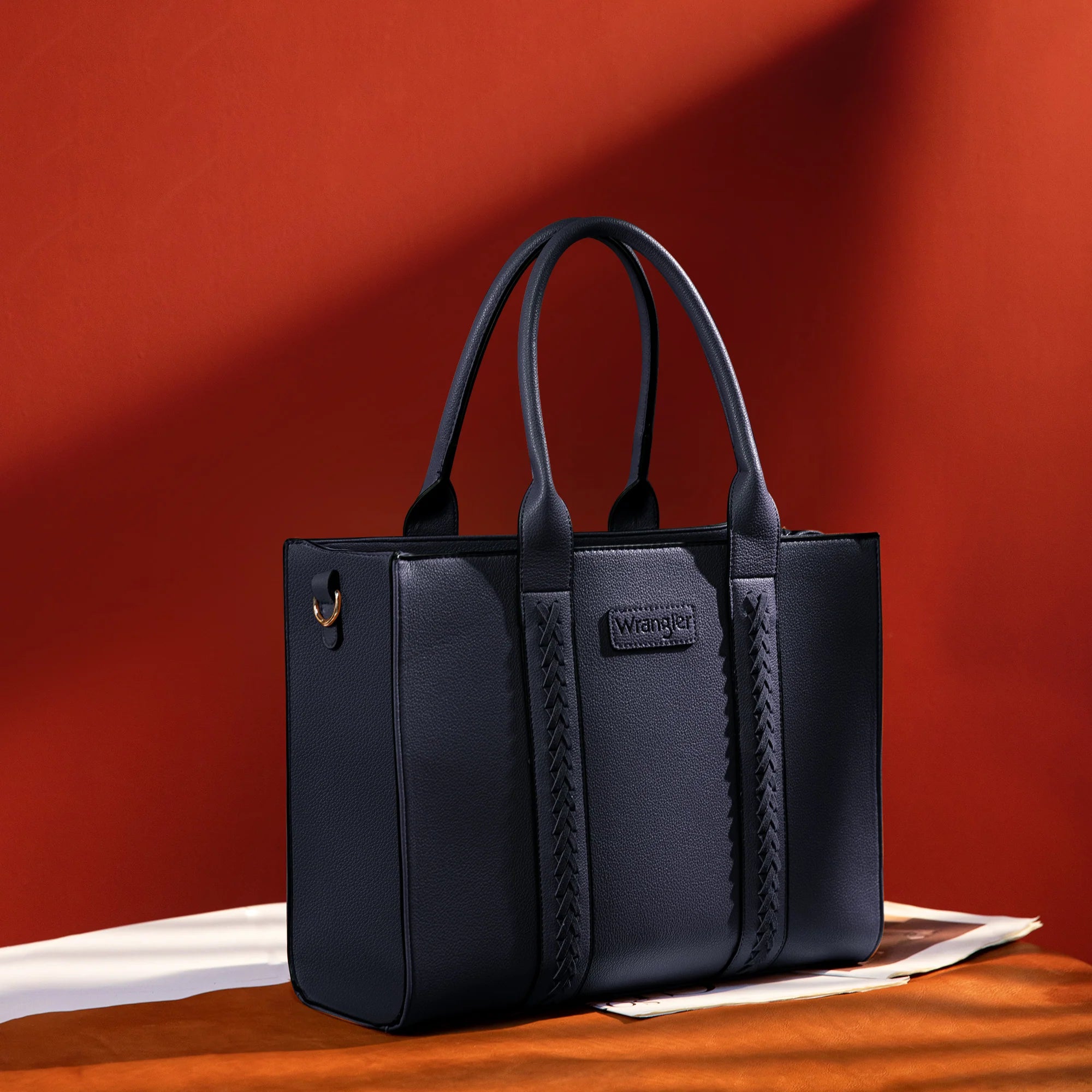 Red and black discount handbag