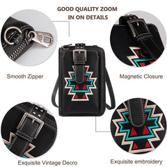 PHD-2102  American Bling Embroidered Aztec Phone Wallet/Crossbody