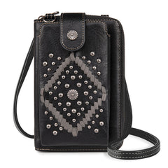 PHD-2104  American Bling Whipstitch Studs  Phone Wallet/Crossbody