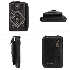 PHD-2104  American Bling Whipstitch Studs  Phone Wallet/Crossbody