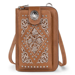 PHD-2106  American Bling Embroidered Floral Phone Wallet/Crossbody