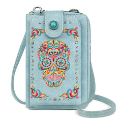 PHD-2114  American Bling Sugar Skull Phone Wallet/Crossbody