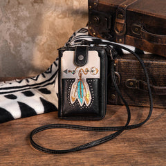 PHD-2118  American Bling Embroidered Arrow Feather  Phone Wallet/Crossbody