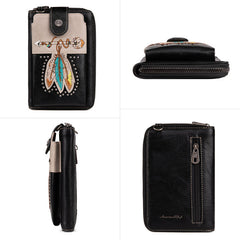 PHD-2118  American Bling Embroidered Arrow Feather  Phone Wallet/Crossbody