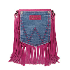 Wrangler Leather Fringe Jean Denim Pocket Crossbody - Cowgirl Wear