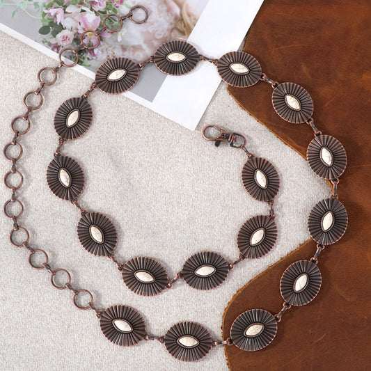 Rustic Couture Western Sunburst Concho Link Chain Belt