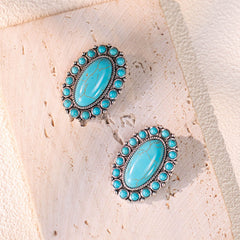 Rustic Couture's® Natural Stone Oval Concho Earrings