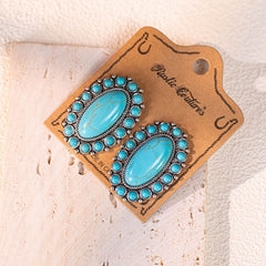 Rustic Couture's® Natural Stone Oval Concho Earrings