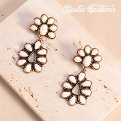 Rustic Couture's®  Bohemian Natural Stone Floral Drop Earrings