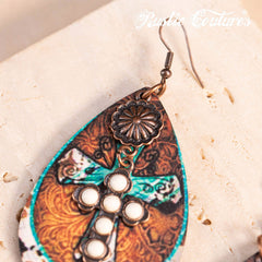 Rustic Couture's® Western Cross Teardrop Dangling Earring