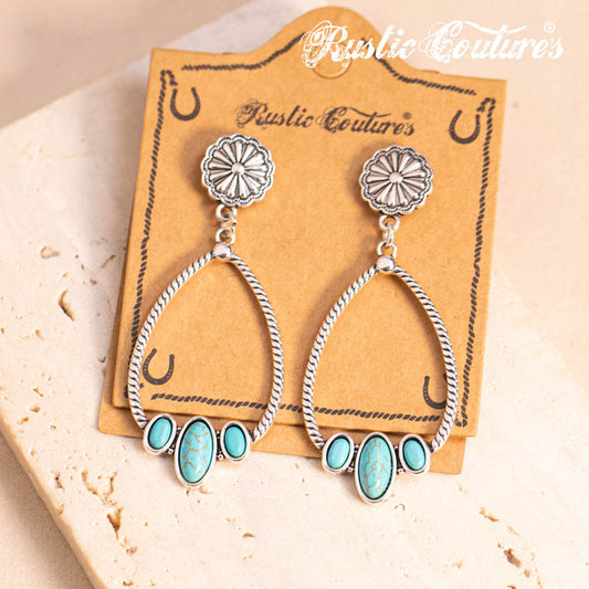 Rustic Couture's® Tear Drop Turquoise Dangling Earring