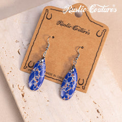 Rustic Couture's®  Natural Stone Water Drop Dangle Earrings