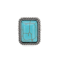 Rustic Couture's® Rectangle Turquoise Stone Open Adjustable Ring