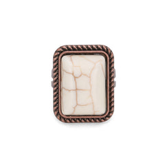 Rustic Couture's® Rectangle Turquoise Stone Open Adjustable Ring