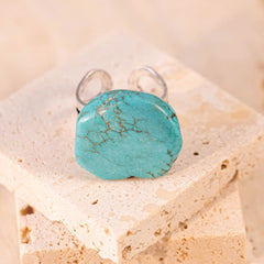 Rustic Couture's® Natural Turquoise Open Adjustable Ring