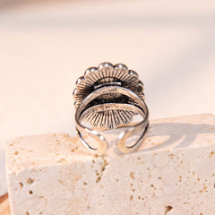 Rustic Couture's® Flower Oval Open Adjustable Ring