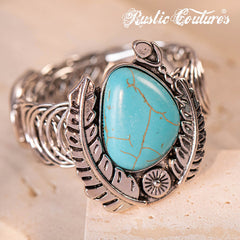 Rustic Couture's® Vintage Navajo Antique Silver Feather Concho Bracelet