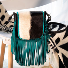 Montana West Genuine Leather Hair-On Collection Fringe Crossbody