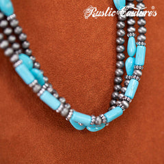 Rustic Couture's® Turquoise Beaded Necklace Earrings Set