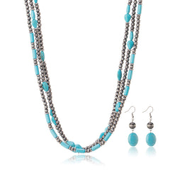 Rustic Couture's® Turquoise Beaded Necklace Earrings Set