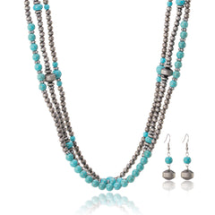 Rustic Couture's® Turquoise Bohemian Necklace Earrings Set