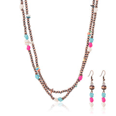 Rustic Couture's® Bohemian Pendant Necklace Earrings Set