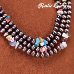 Rustic Couture's®  Beaded Layered Necklace Earrings Set