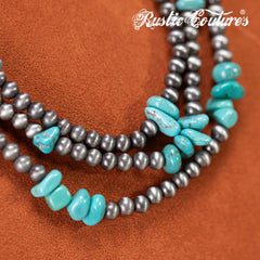 Rustic Couture's®  Beaded Layered Necklace Earrings Set