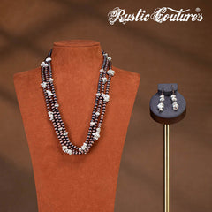 Rustic Couture's®  Beaded Layered Necklace Earrings Set