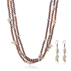 Rustic Couture's®  Beaded Layered Necklace Earrings Set