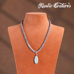 Rustic Couture's® Bohemian Tear Drop Pendant Beaded Necklace