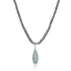 Rustic Couture's® Bohemian Tear Drop Pendant Beaded Necklace