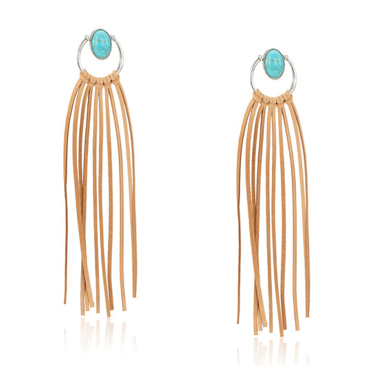 Rustic Couture's® Bohemian Suede Tassel Hoop Statement Earring