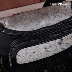 TR165-194A  Trinity Ranch Genuine Hair-On Cowhide Fringe Belt Bag