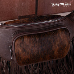 TR165-194A  Trinity Ranch Genuine Hair-On Cowhide Fringe Belt Bag