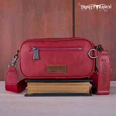 TR165-197  Trinity Ranch Genuine Hair-On Cowhide Triple Zippered Pocket Fringe Belt Bag