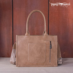 TR169G-8119S   Trinity Ranch  Floral Tooled Concealed Carry Tote - Khaki