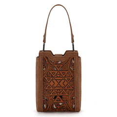 Trinity Ranch Floral Aztec Tooled Mini Tote/Crossbody