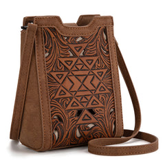 Trinity Ranch Floral Aztec Tooled Mini Tote/Crossbody