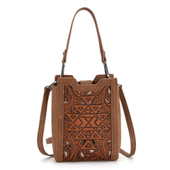 Trinity Ranch Floral Aztec Tooled Mini Tote/Crossbody