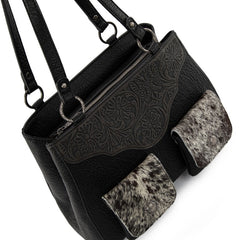 Trinity Ranch Genuine Hair-On Cowhide Tooled Collection Concealed Carry Tote