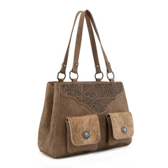 Trinity Ranch Genuine Hair-On Cowhide Tooled Collection Concealed Carry Tote
