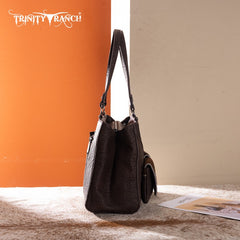Trinity Ranch Genuine Hair-On Cowhide Tooled Collection Concealed Carry Tote