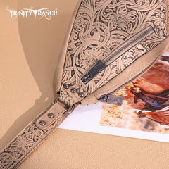 Trinity Ranch Floral Tooled Fringe Sling Bag